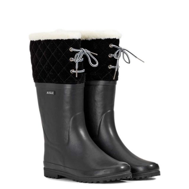 Aigle Polka Giboulee Fur Lined Boot, New Noir, 37564